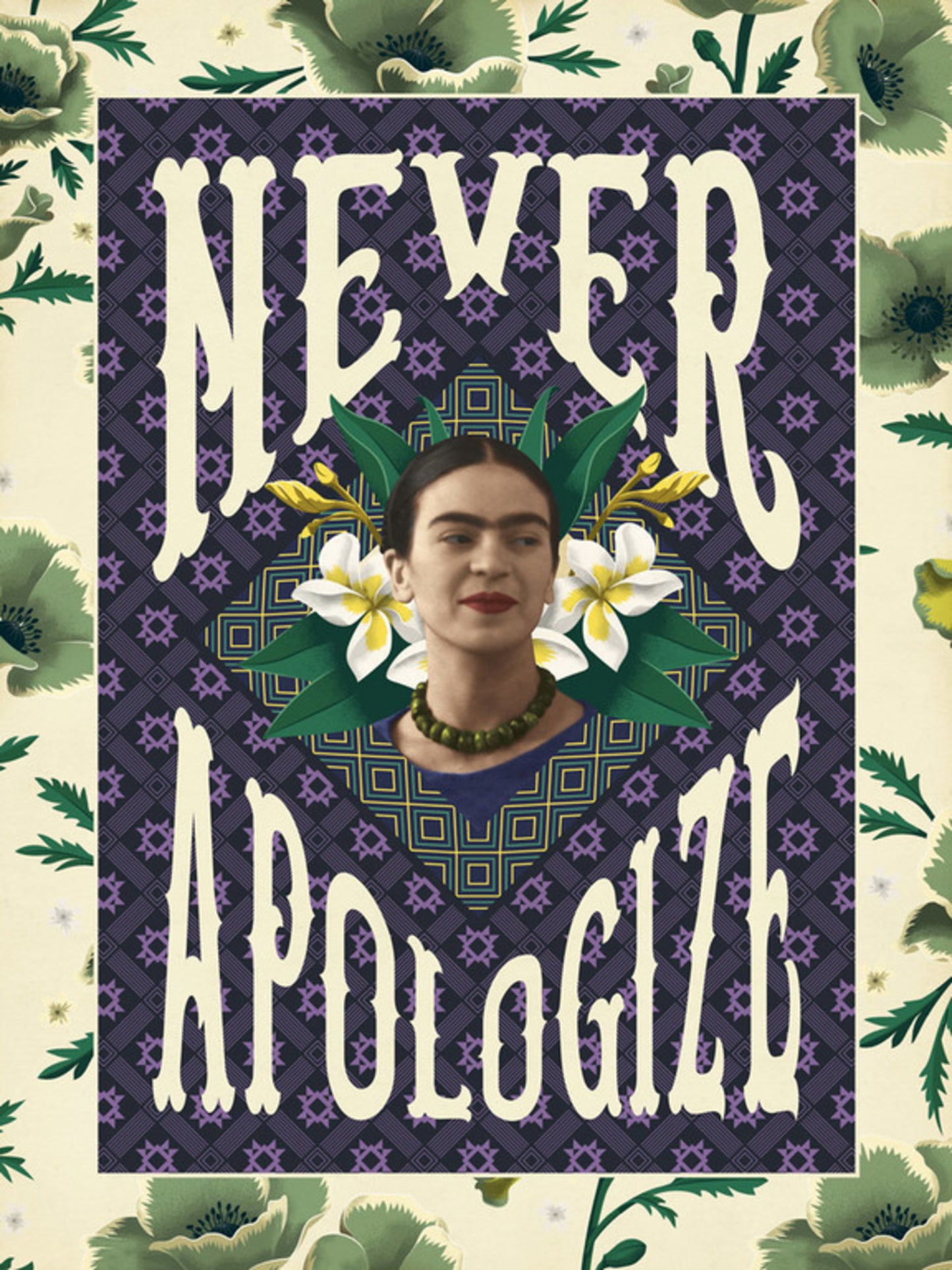 Kunstdruk Frida Kahlo - Never Apologize 30x40cm
