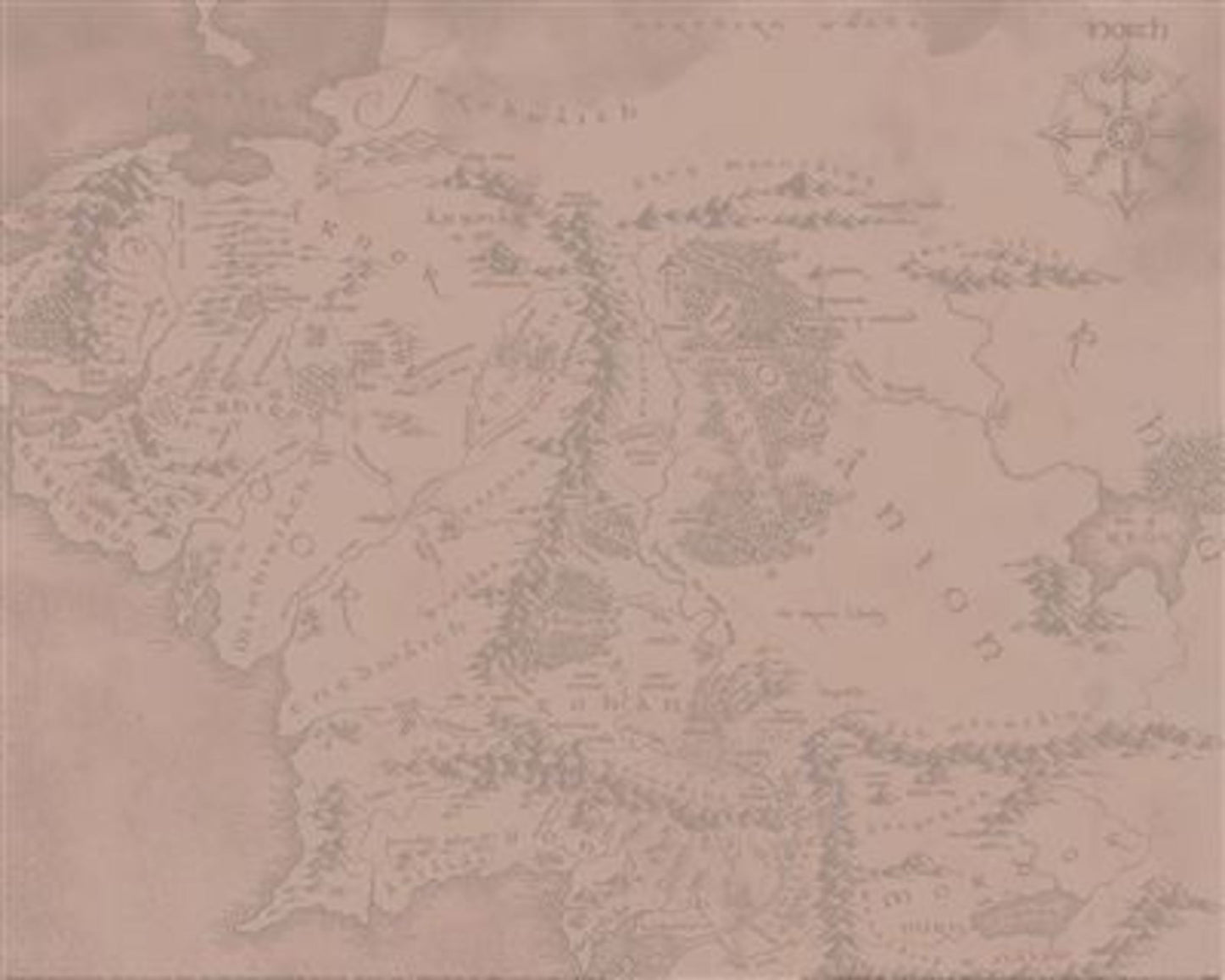 Kunstdruk The Lord of the Rings - Middle Earth 40x50cm