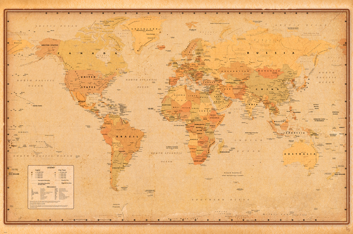 Poster Harper Collins - Antique World Map 21 91,5x61cm