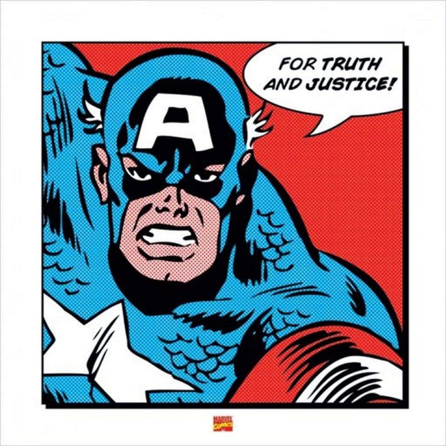 Kunstdruk Captain America - For truth and justice 40x40cm