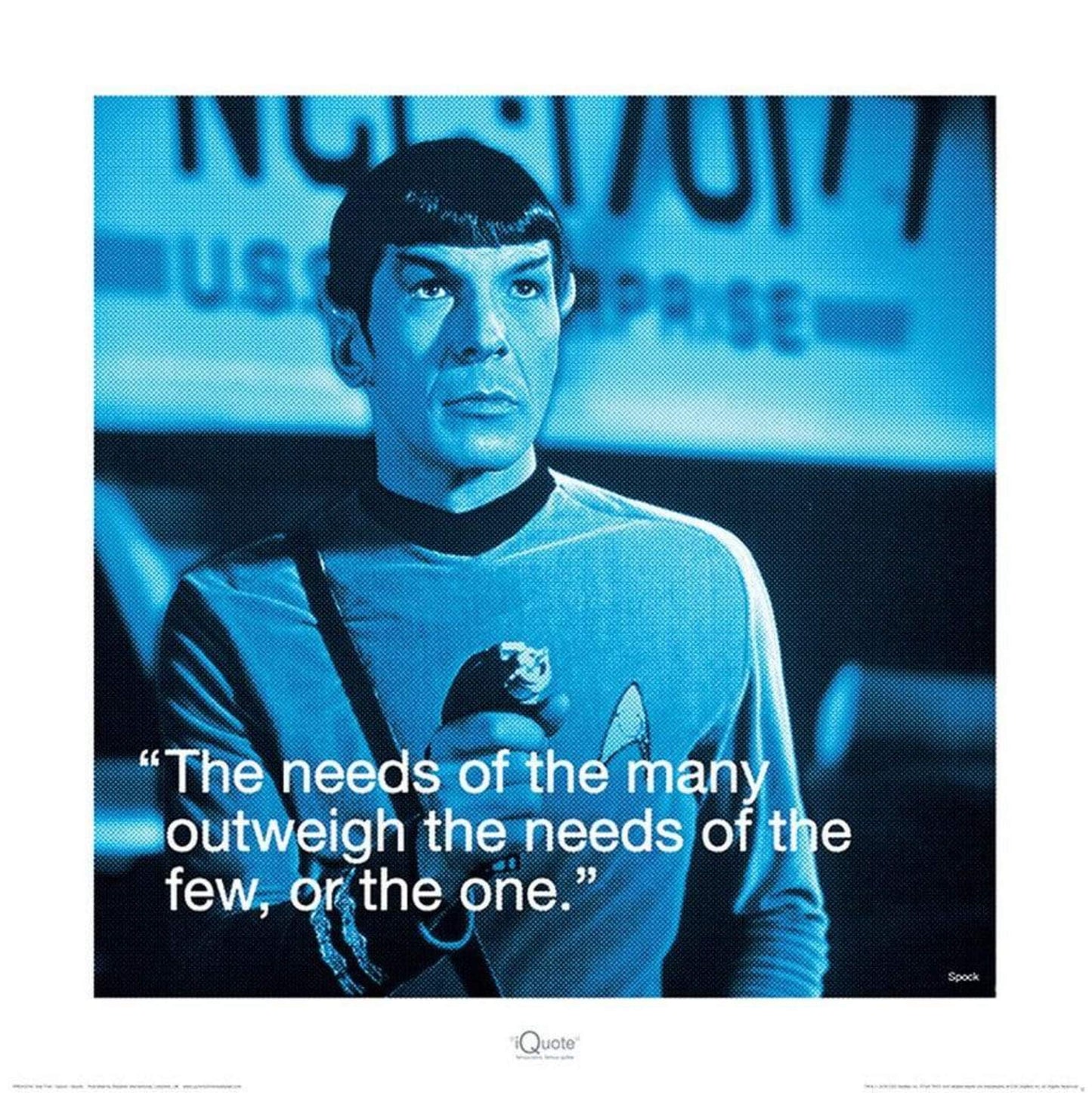Kunstdruk Star Trek - Spock iQuote 40x40cm