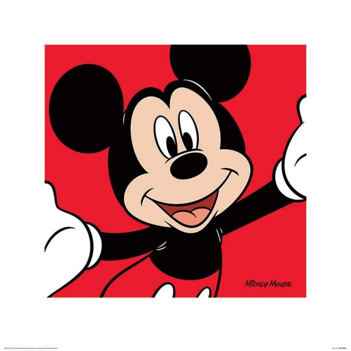 Kunstdruk Mickey Mouse - Red 40x40cm