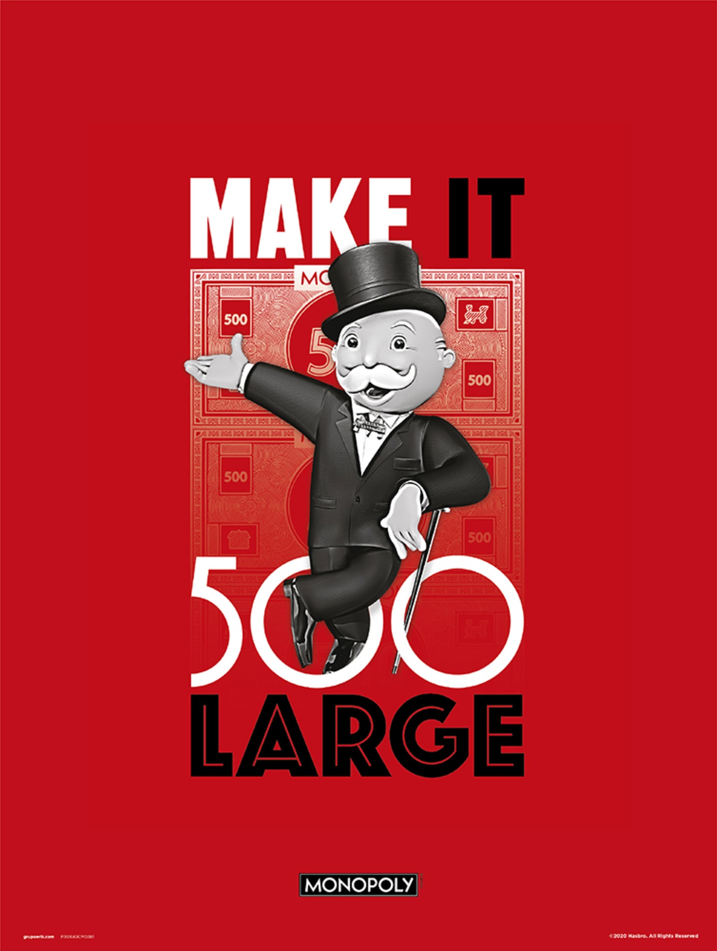 Kunstdruk Monopoly - Make It 500 Large 30x40cm