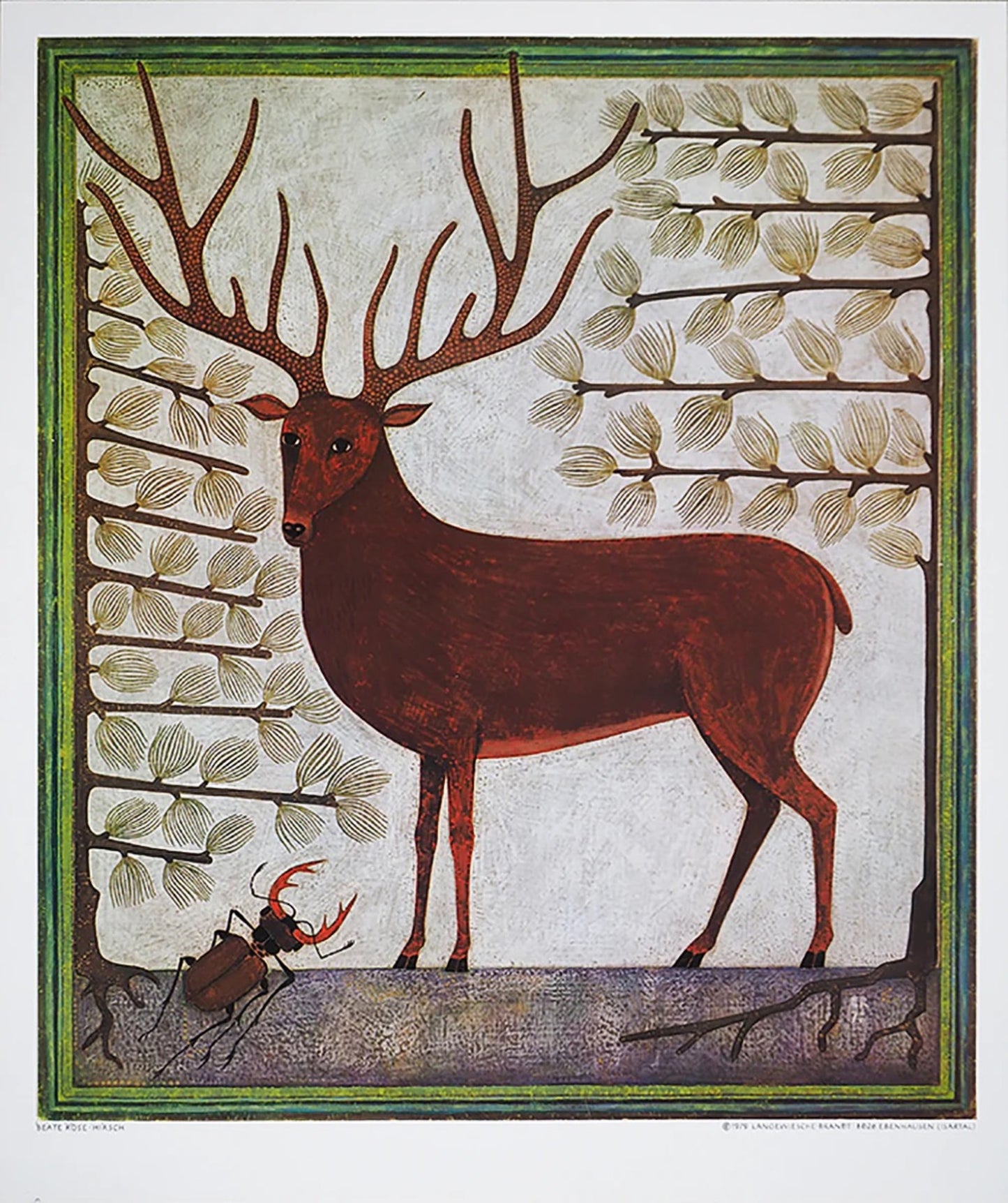 Kunstdruk Beate Rose - Hirsch 52x62cm