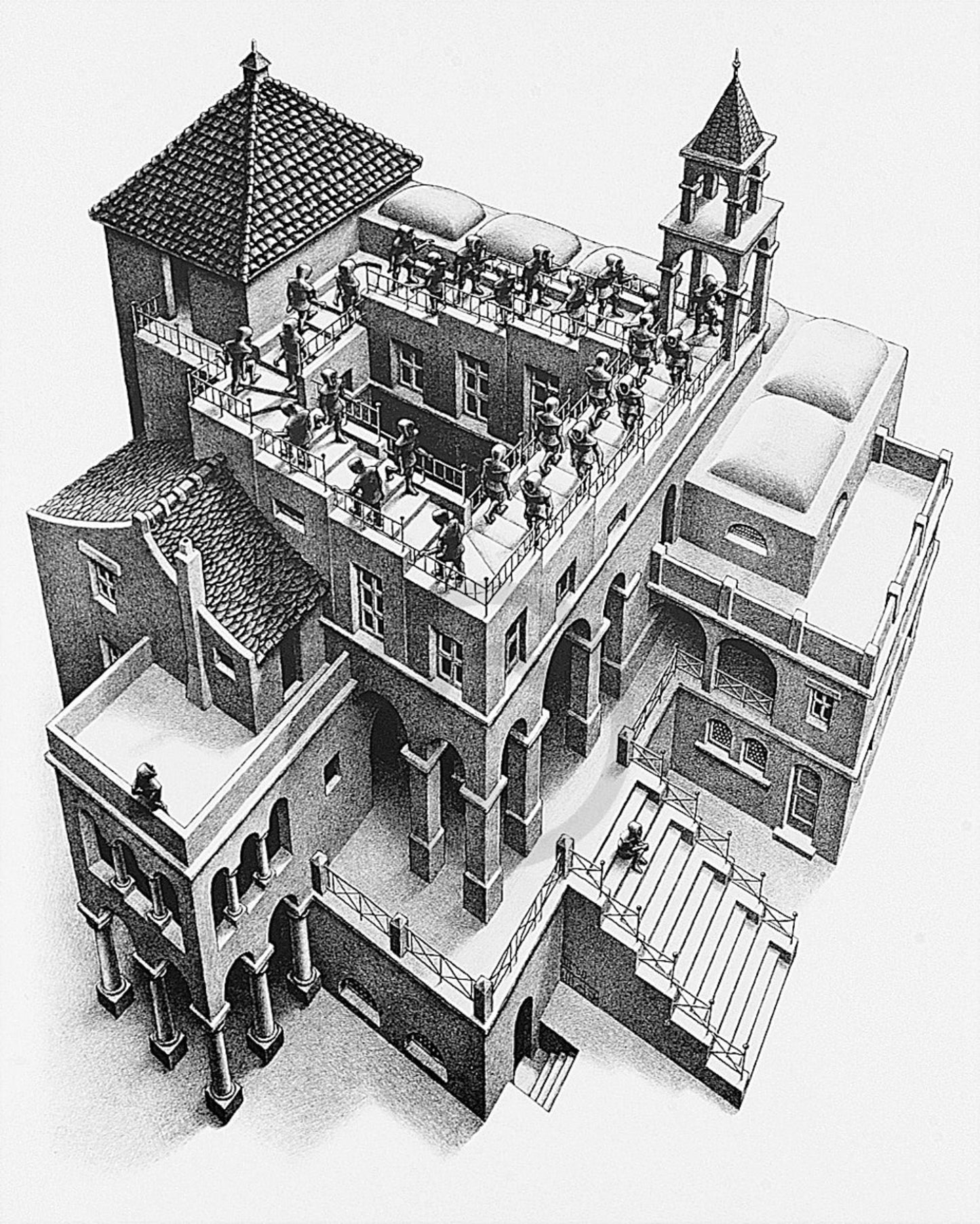 Kunstdruk M. C. Escher - Treppauf und Treppab 55x65cm