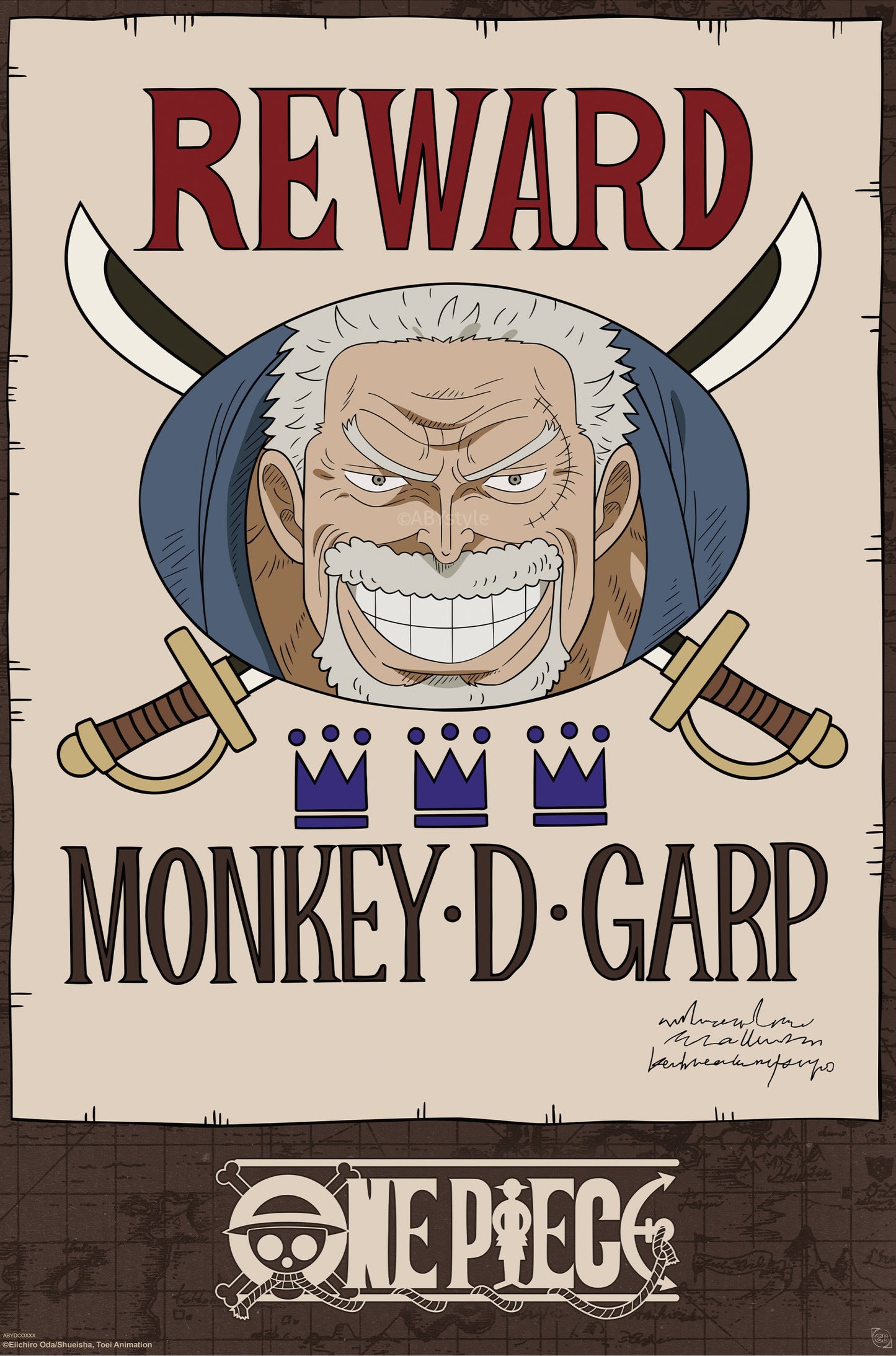 Poster One Piece - Wanted - Garp Cross Guild 61x91,5cm