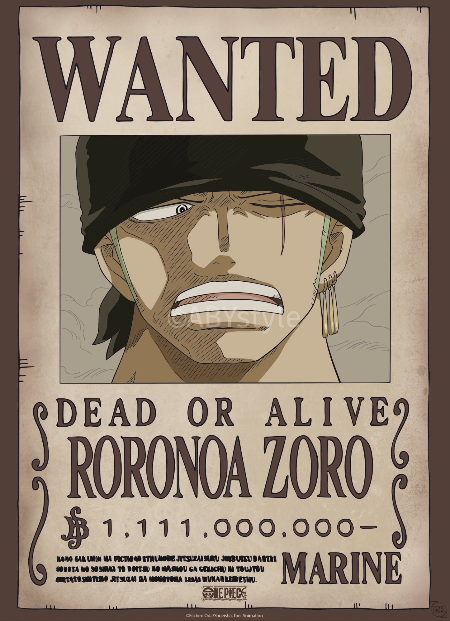 Poster One Piece - Wanted Zoro Wano 38x52cm