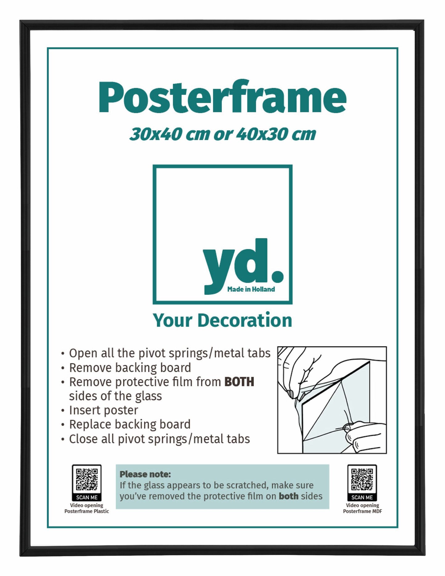 Posterkader 30x40cm Zwart Mat Kunststof Paris