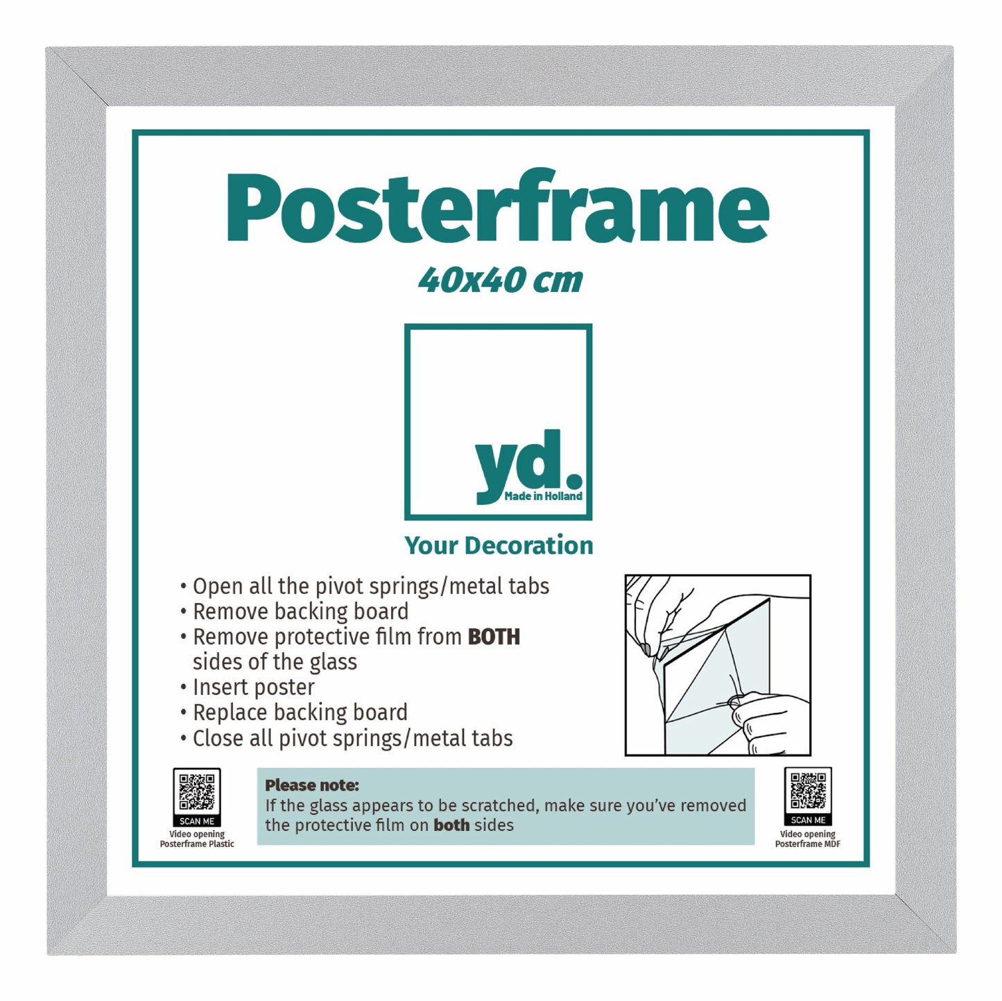 Posterkader 40x40cm Zilver Mat MDF Parma