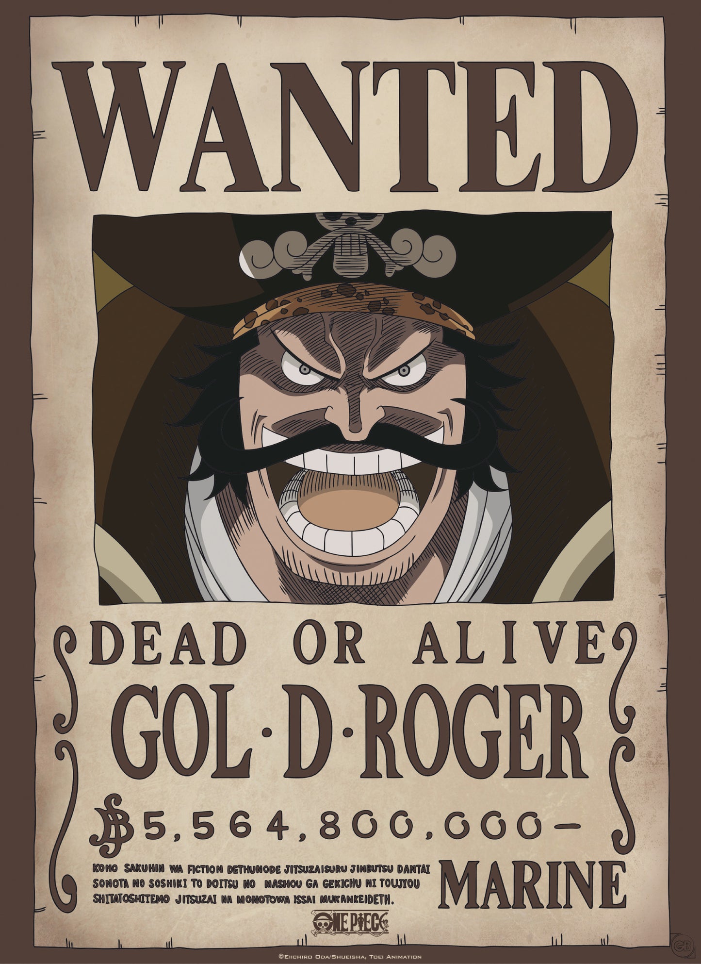 Poster One Piece - Wanted Gol D. Roger 38x52cm