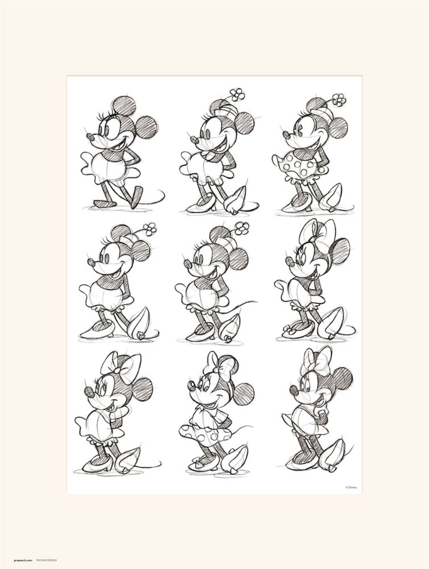 Kunstdruk Disney Minnie Sketch 30x40cm