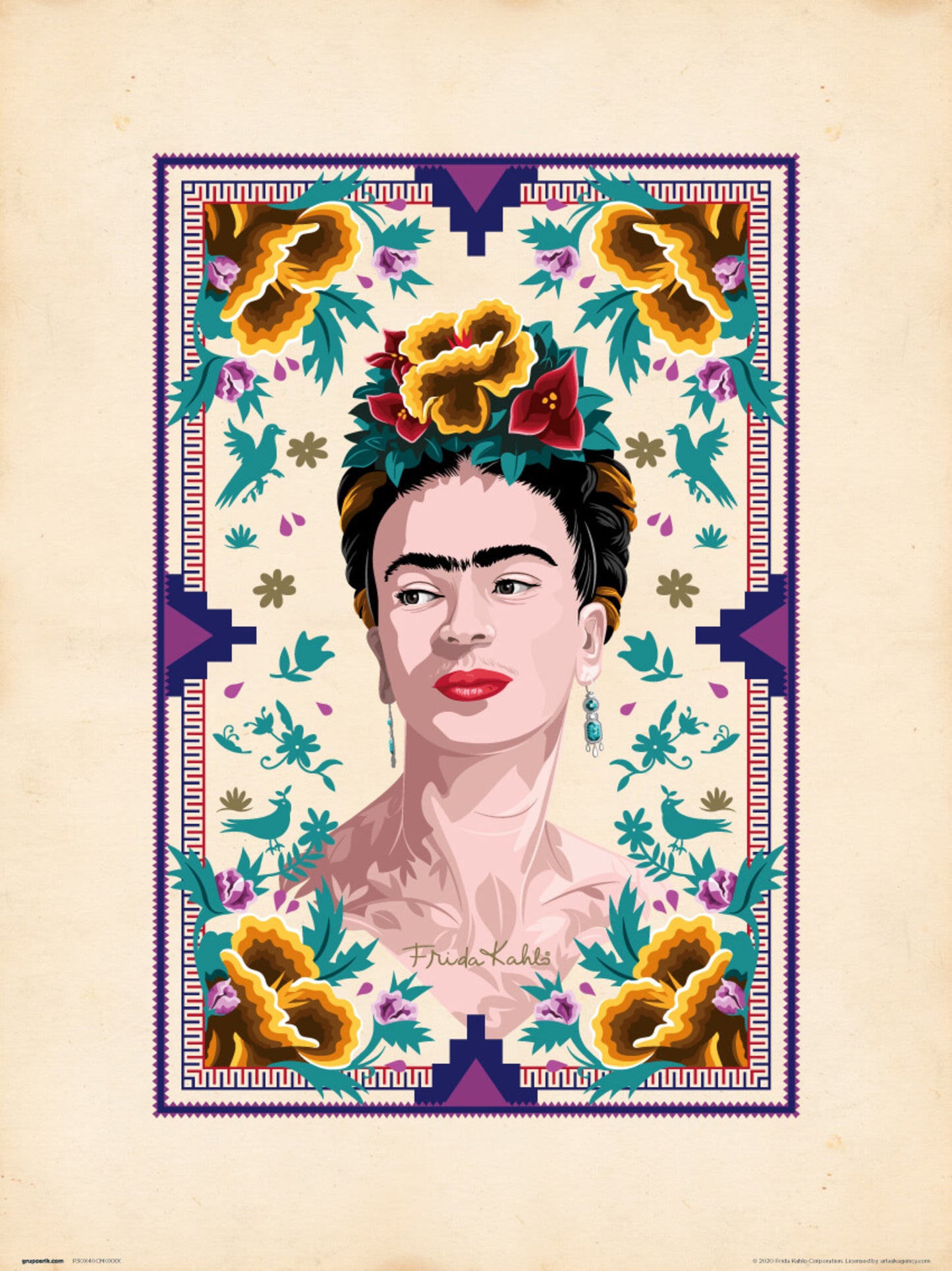 Kunstdruk Frida Kahlo Illustration 30x40cm