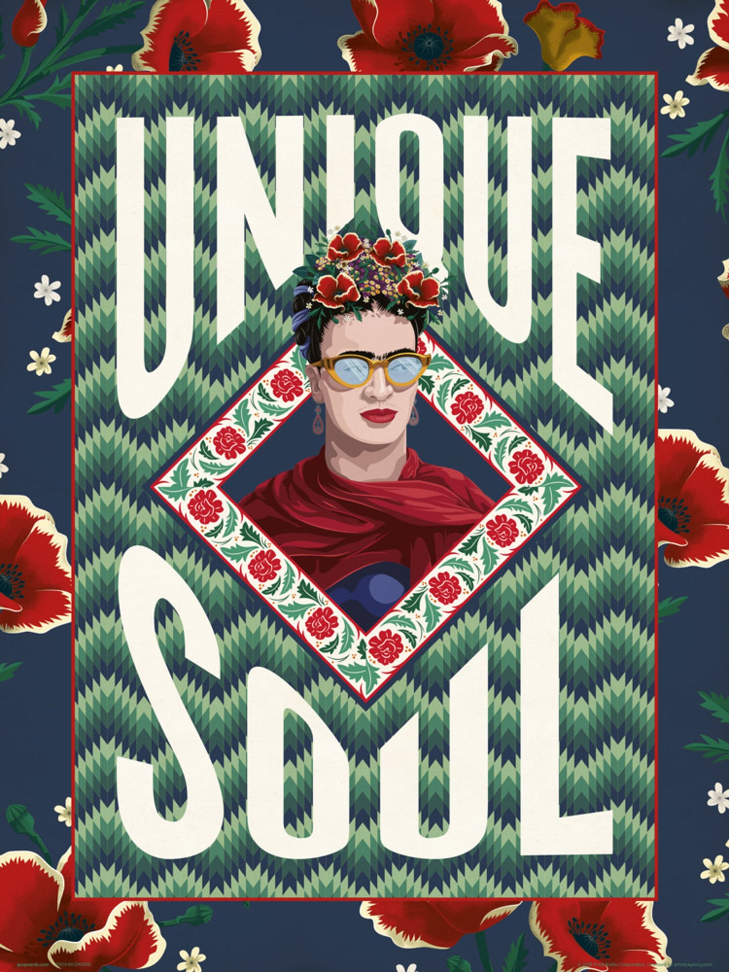 Kunstdruk Frida Kahlo Unique Soul 30x40cm