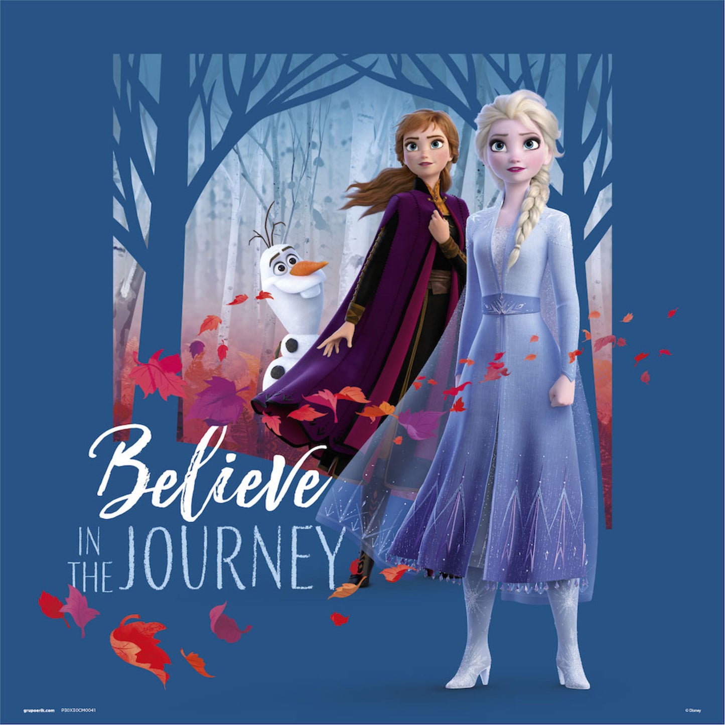 Kunstdruk Frozen Believe in the Journey 30x30cm