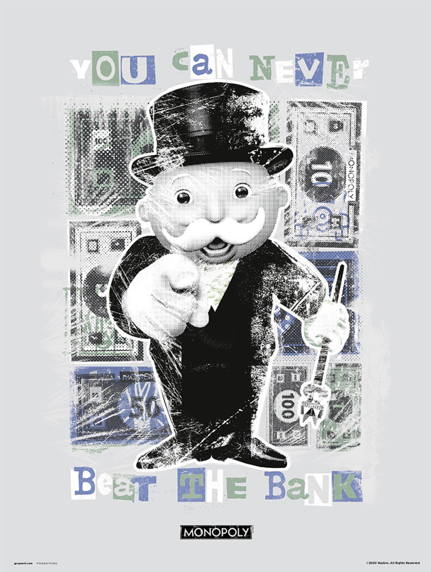 Kunstdruk Monopoly You Can Never Beat The Bank 30x40cm