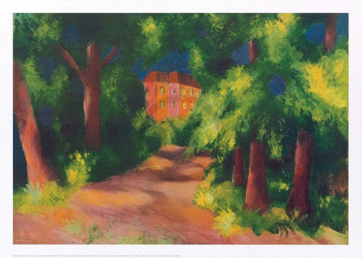 Kunstdruk August Macke - Rotes Haus im Park 70x50cm