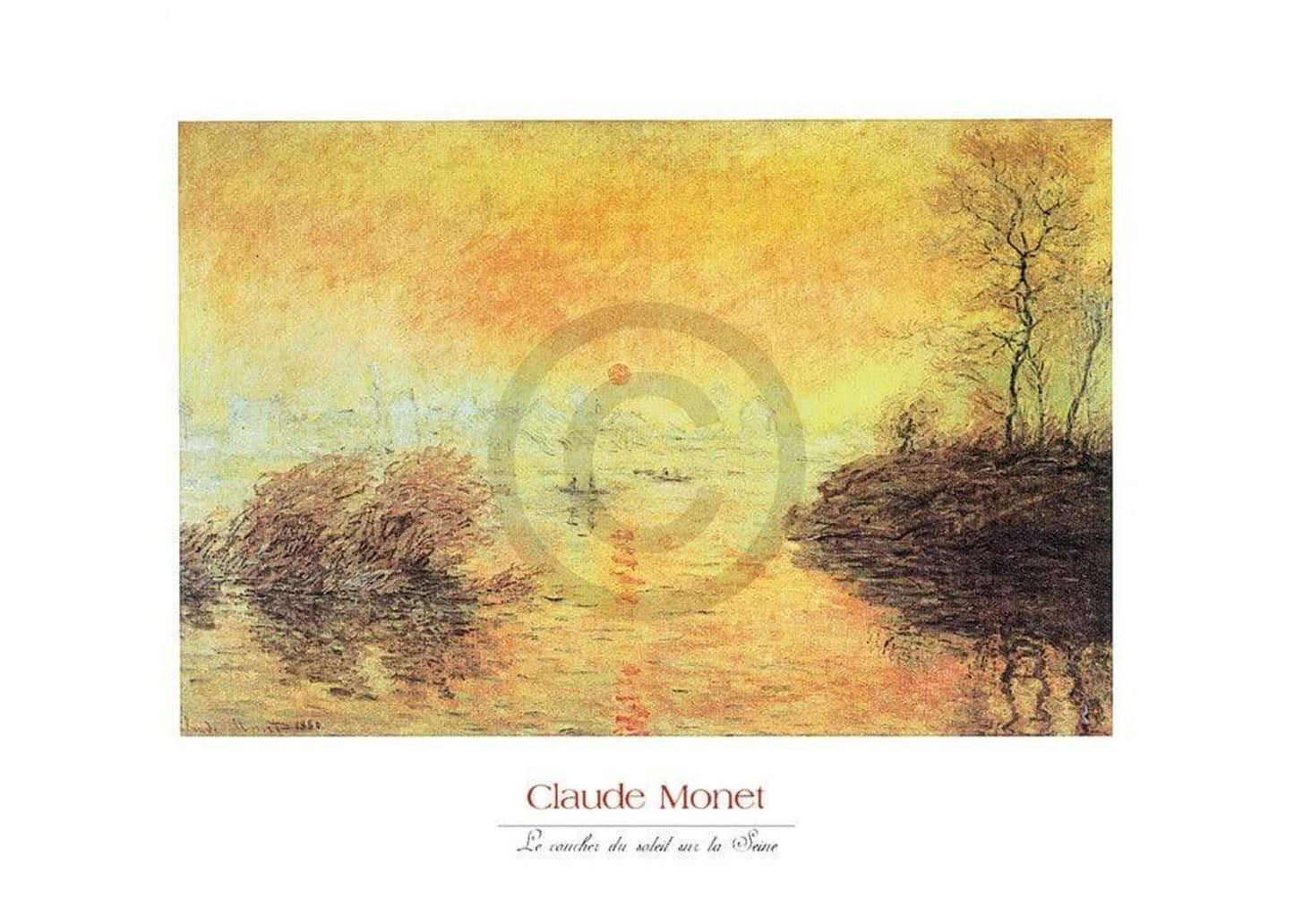 Kunstdruk Claude Monet - Le coucher du soleil la Seine 70x50cm