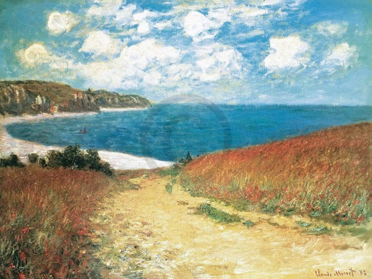 Kunstdruk Claude Monet - Meadow Road to Pourville 1882 80x60cm