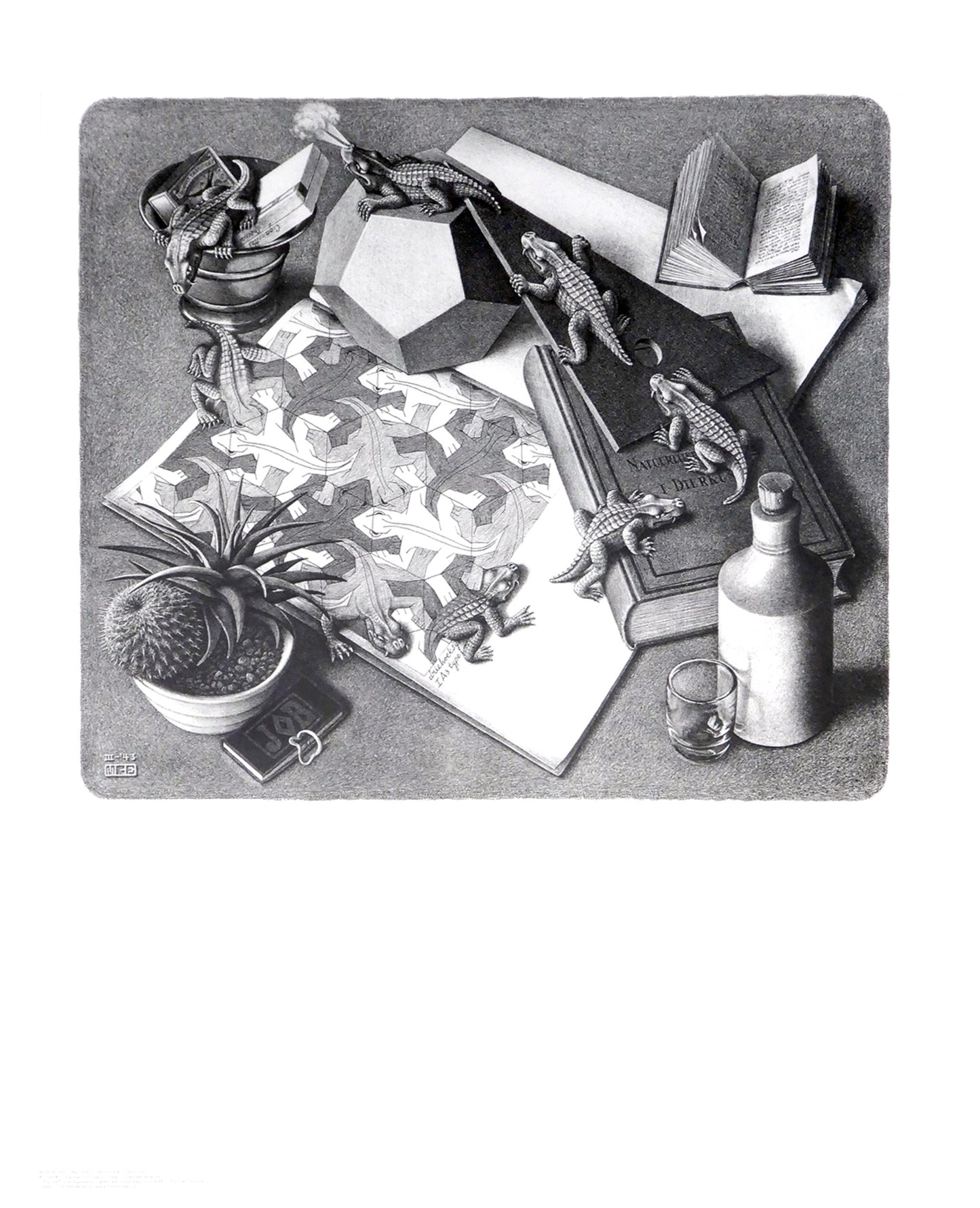 Kunstdruk M. C. Escher - Reptilien 55x65cm