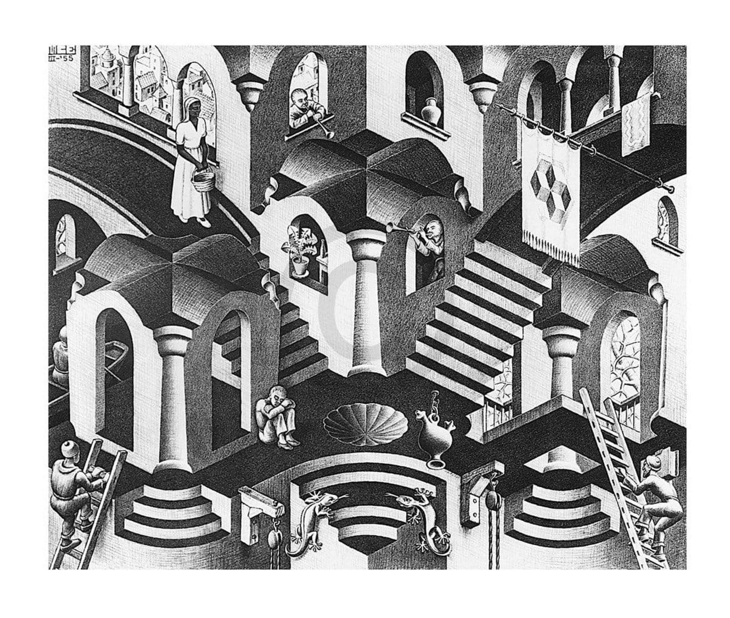 Kunstdruk M. C. Escher - Konkav und Konvexe 65x55cm