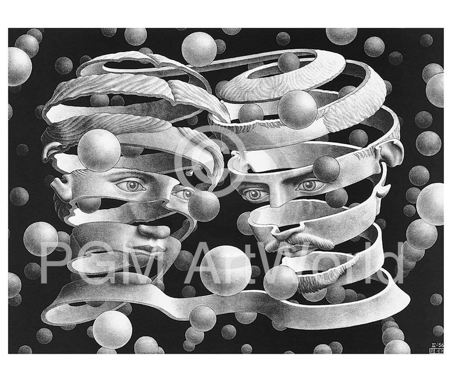 Kunstdruk M. C. Escher - Band ohne Ende 65x55cm