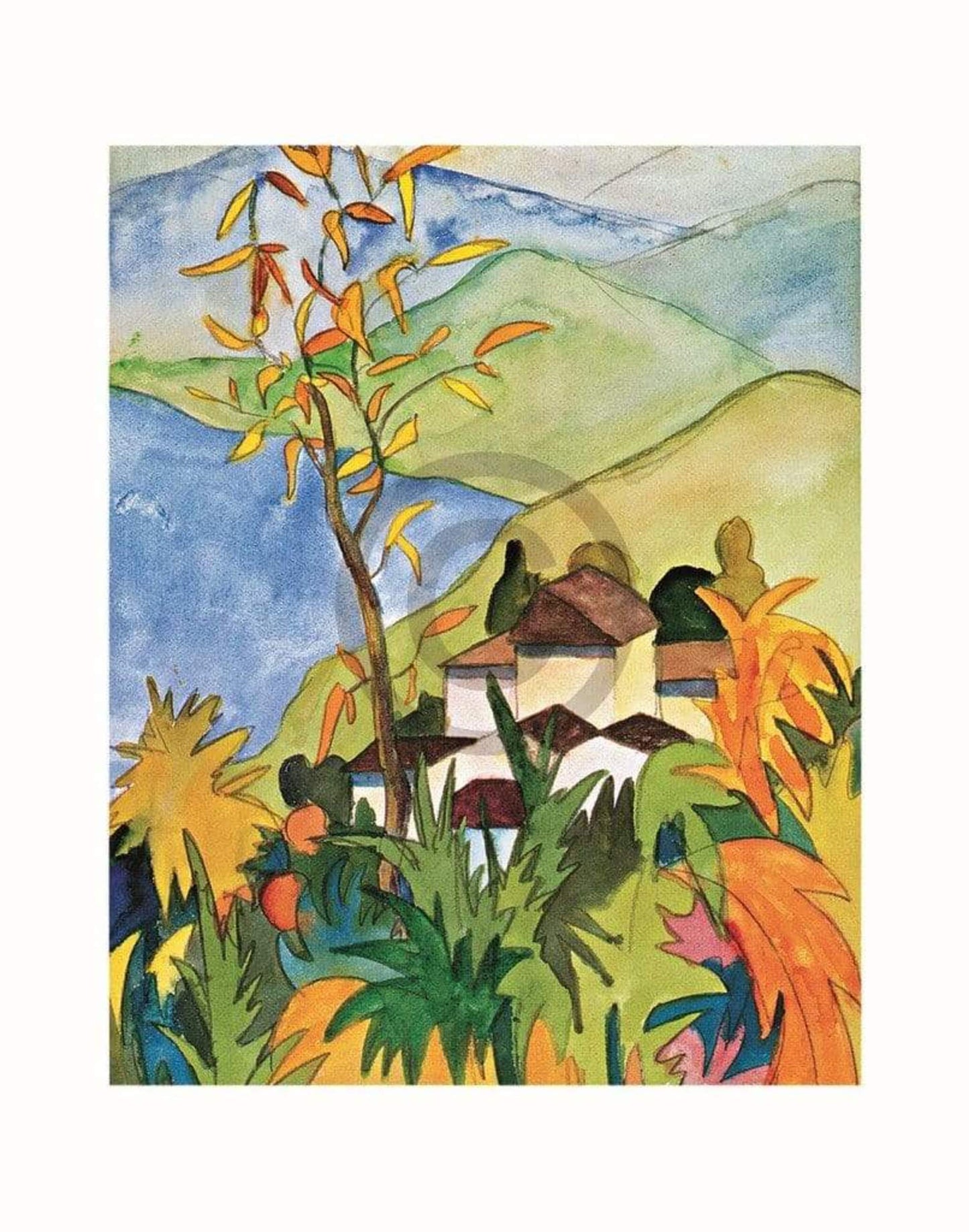 Kunstdruk Hermann Hesse - Dorf über dem See 56x71cm