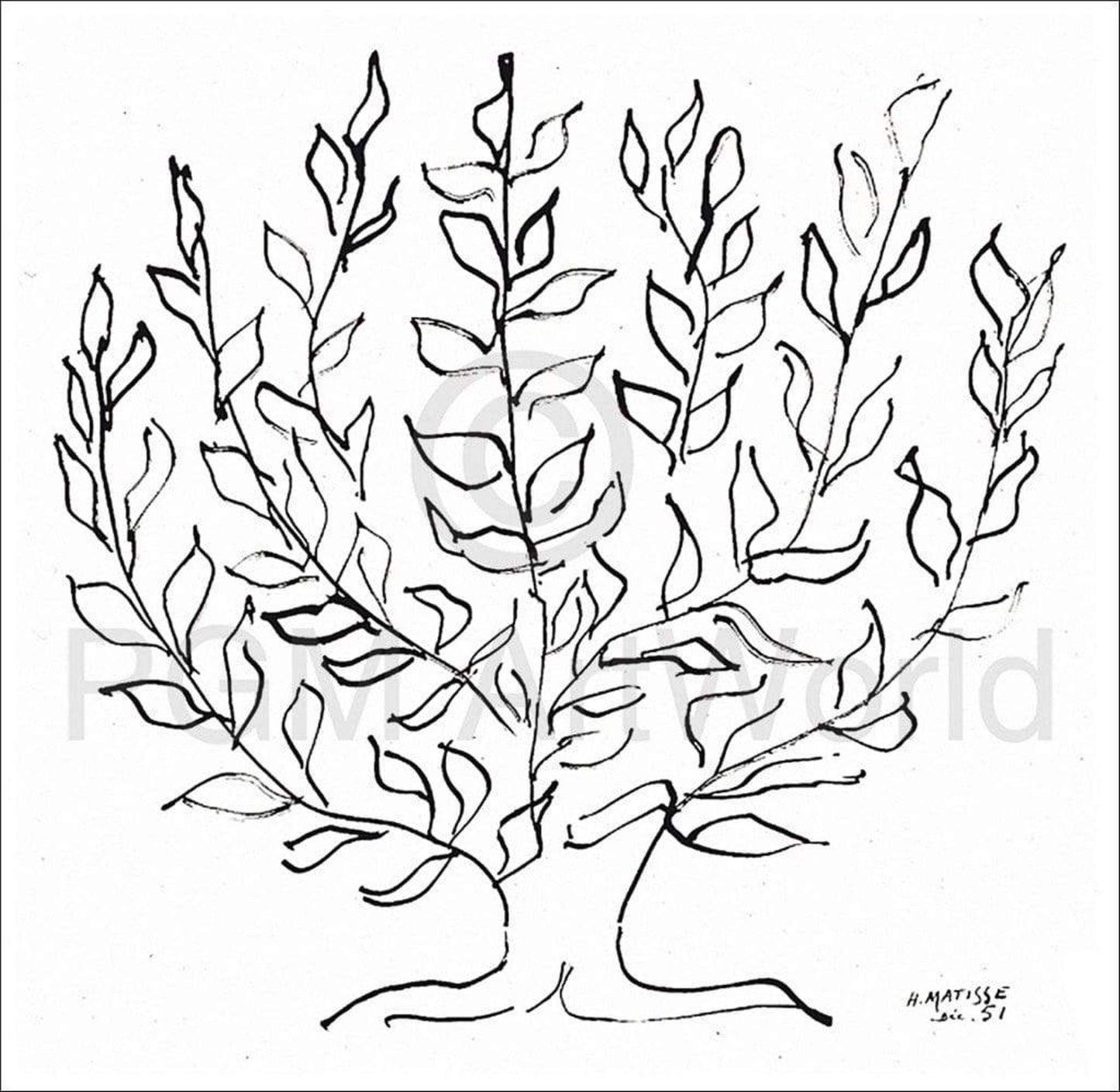 Kunstdruk Henri Matisse - Le platane 100x100cm