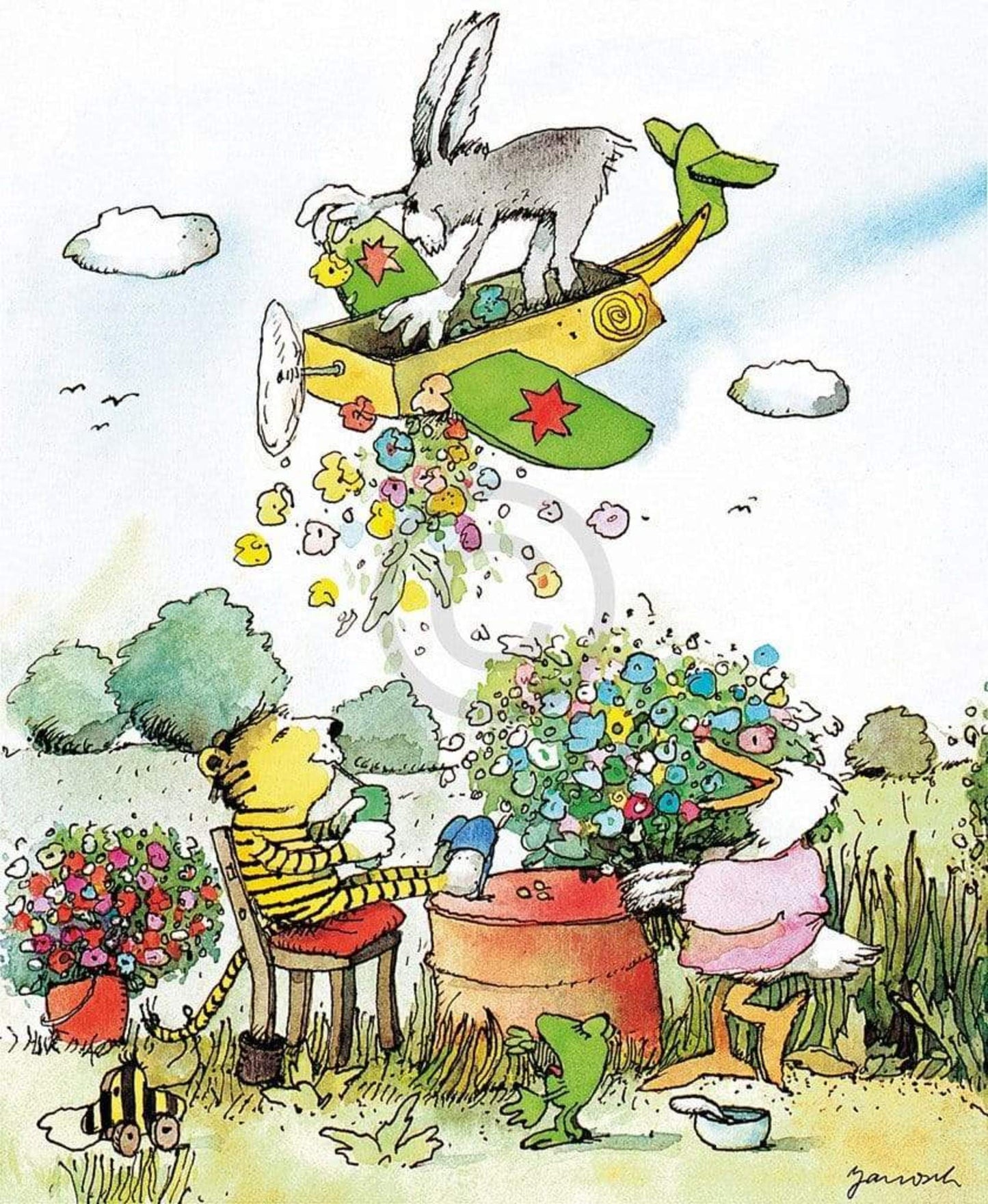 Kunstdruk Janosch - Blumenregen 48x58cm