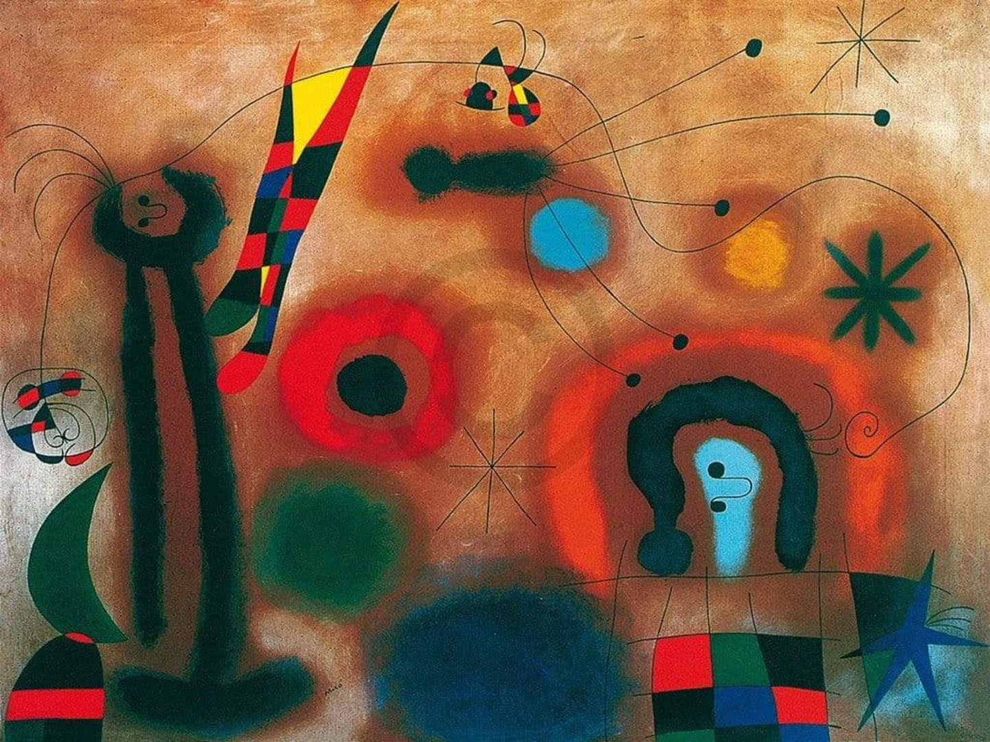 Kunstdruk Joan Miro - Libelle mit roten Flügeln 80x60cm