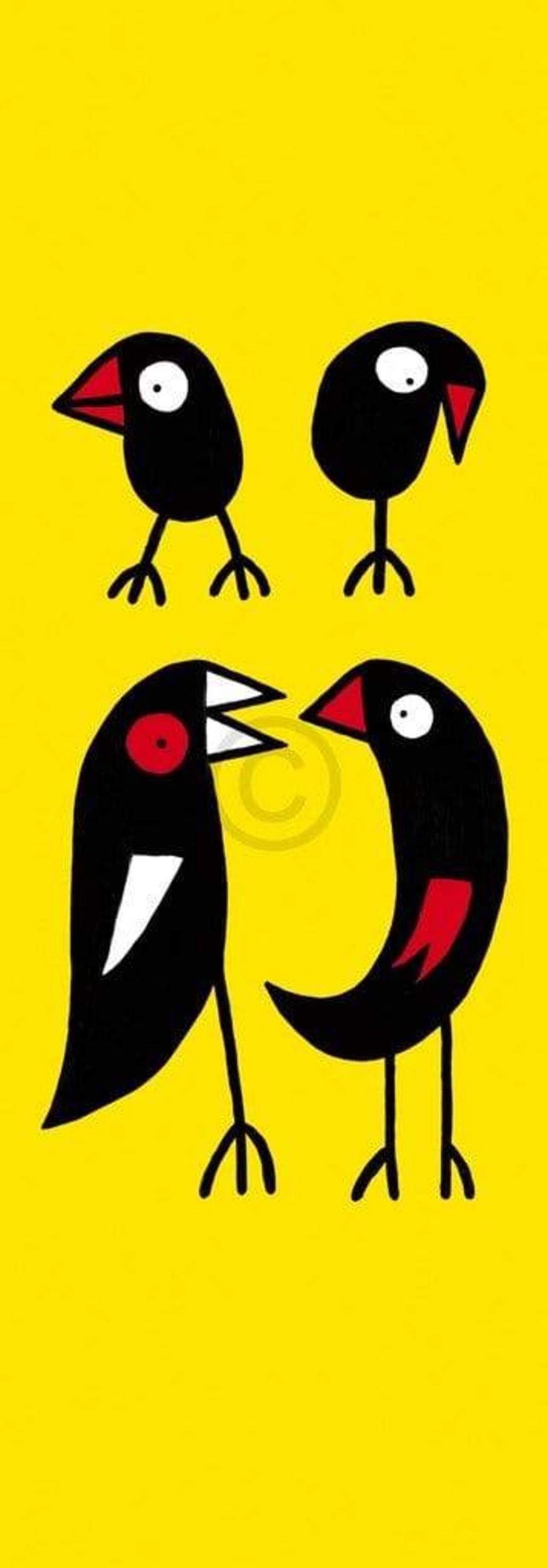 Kunstdruk Birdman Hans Lan - Let's talk about it 35x100cm