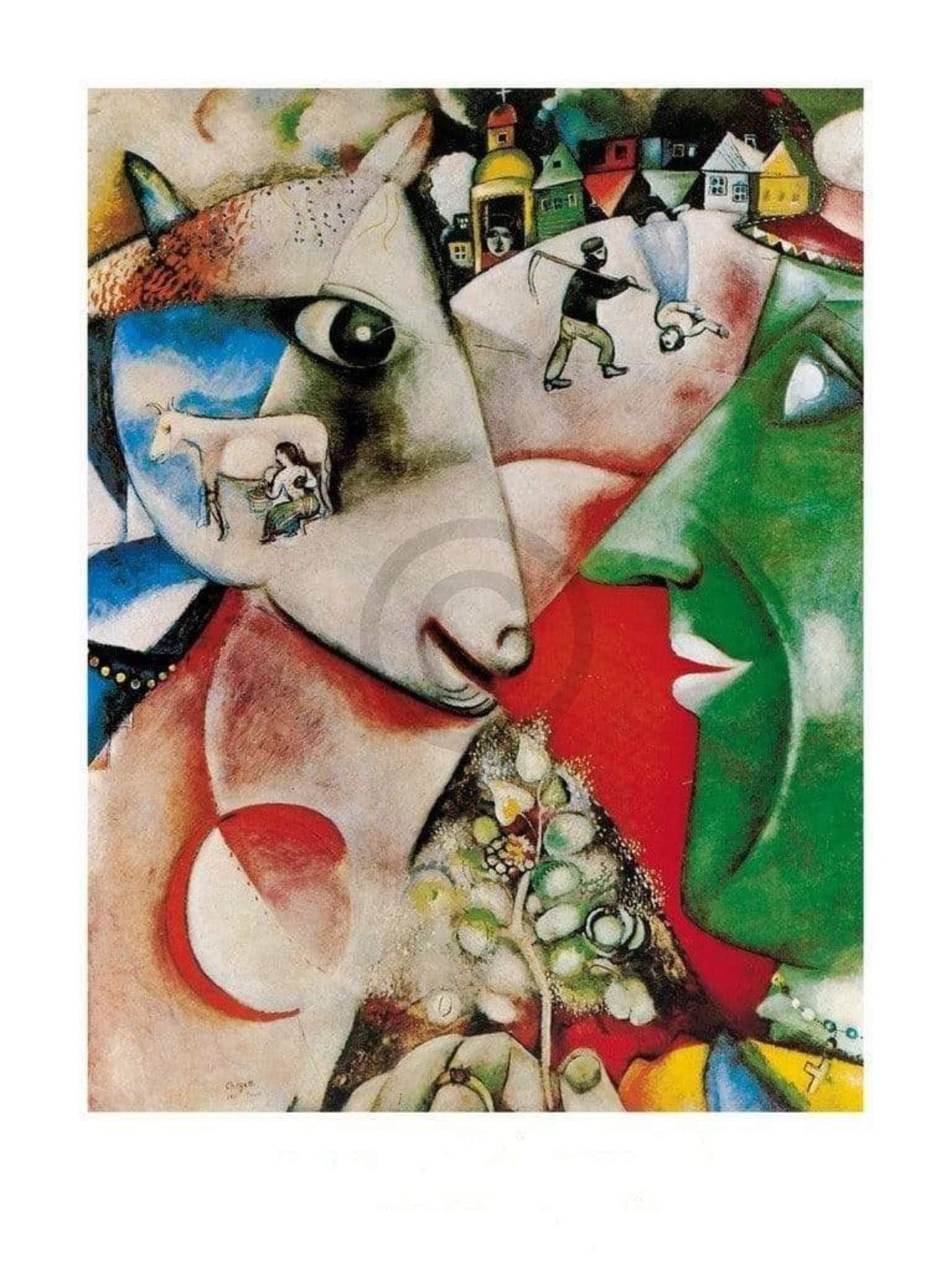 Kunstdruk Marc Chagall - I and the village, 1911 60x80cm