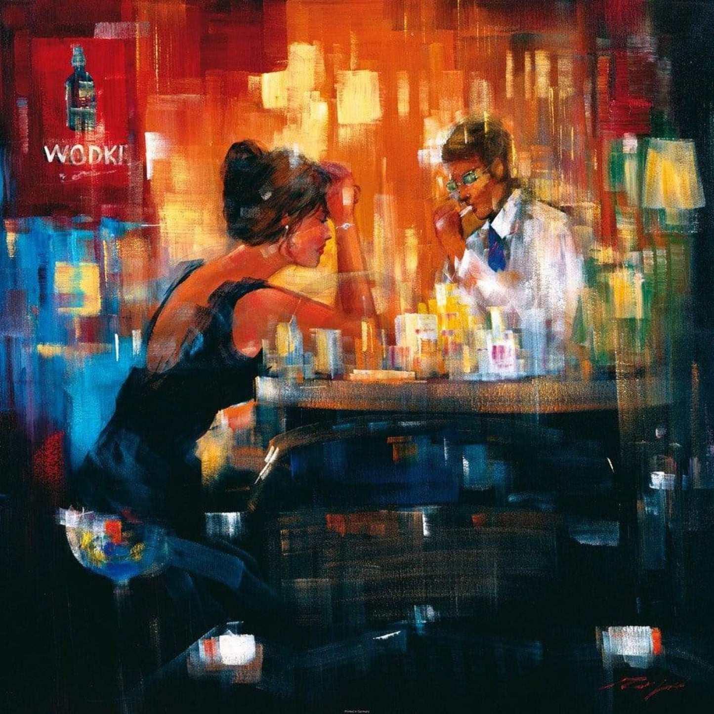Kunstdruk Madjid - Bar Scene I 70x70cm