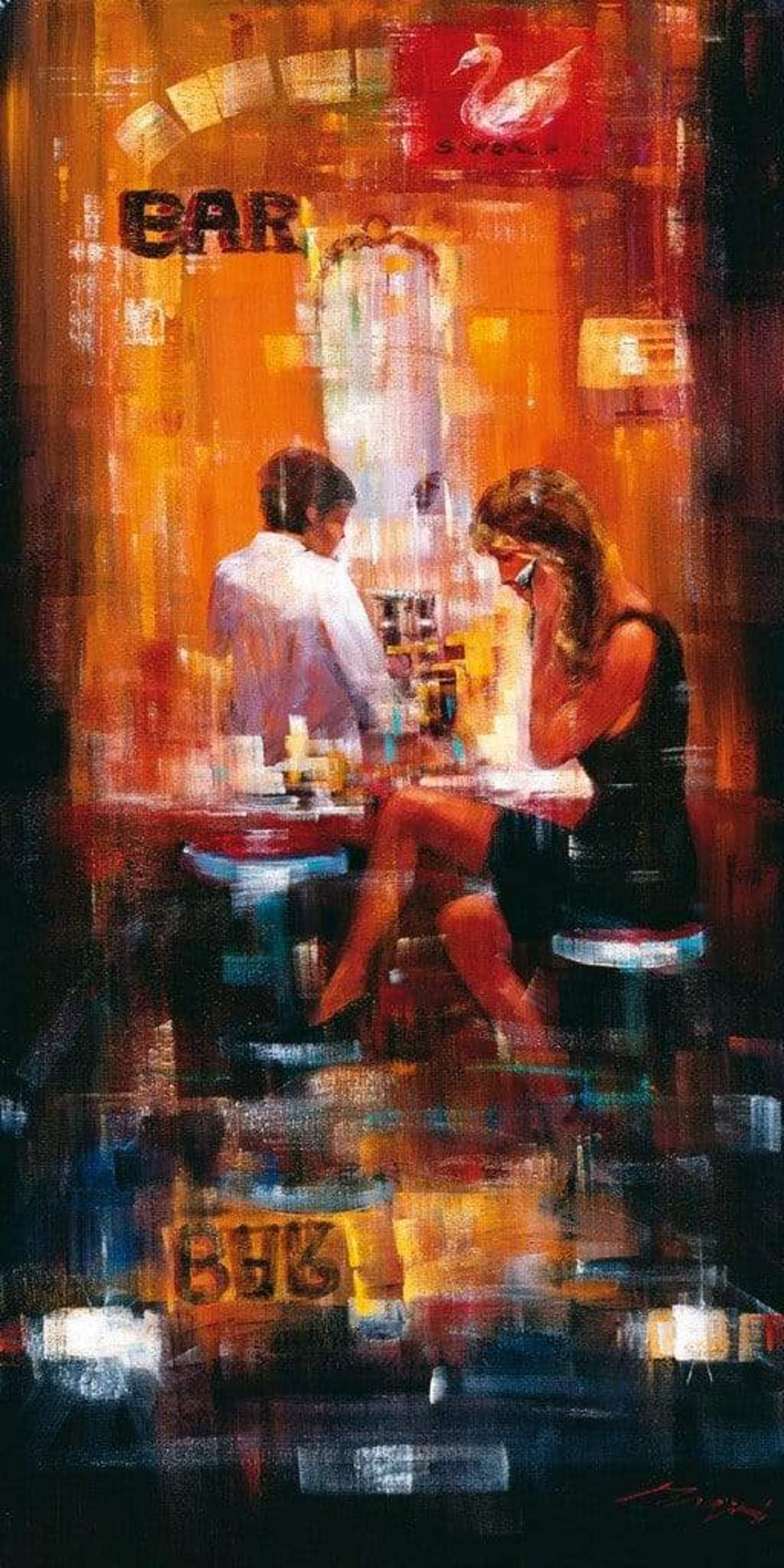 Kunstdruk Madjid - Bar Scene II 50x100cm