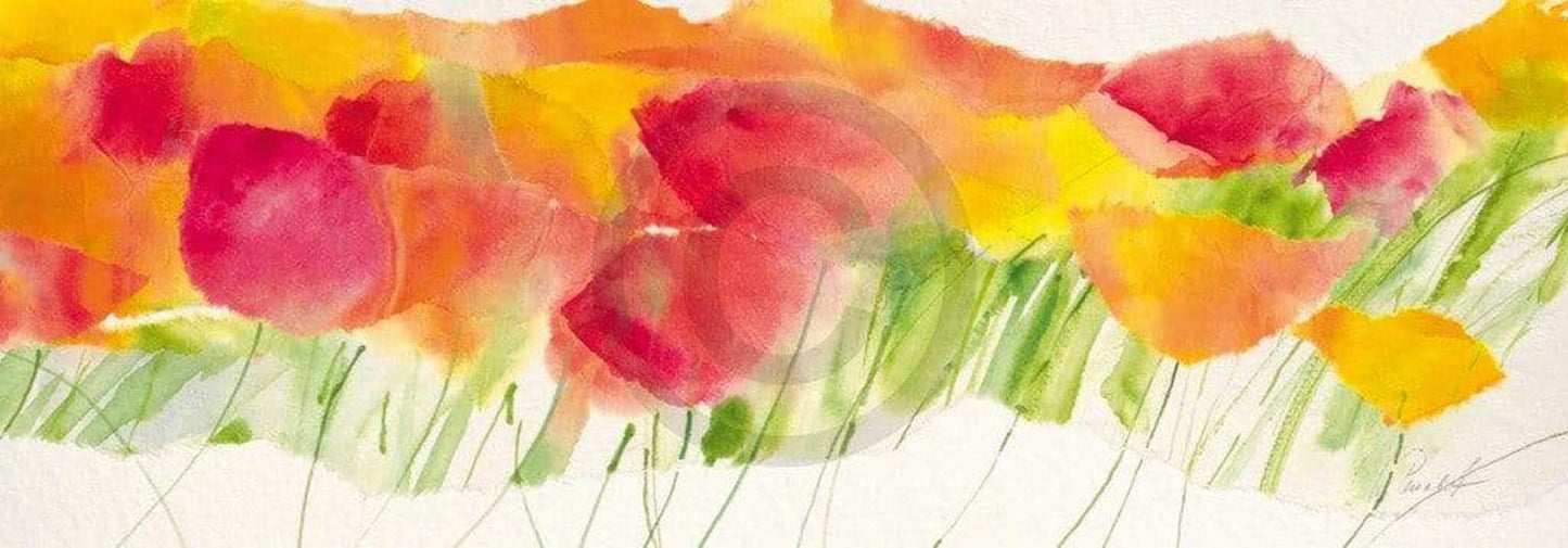 Kunstdruk Marta Peuckert - Poppy ribbon yellow 100x35cm