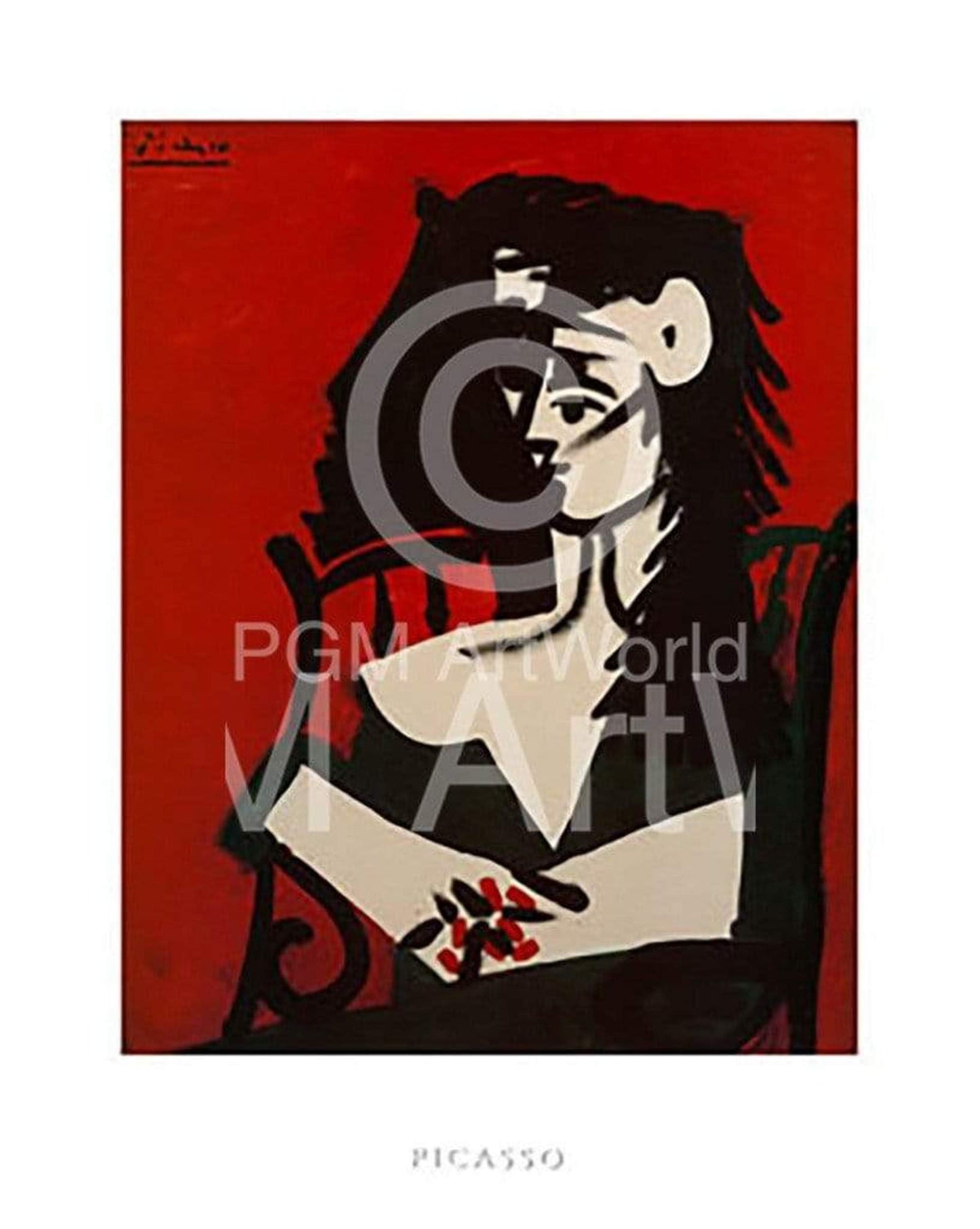 Kunstdruk Pablo Picasso - Jacqueline a Mantil 40x50cm