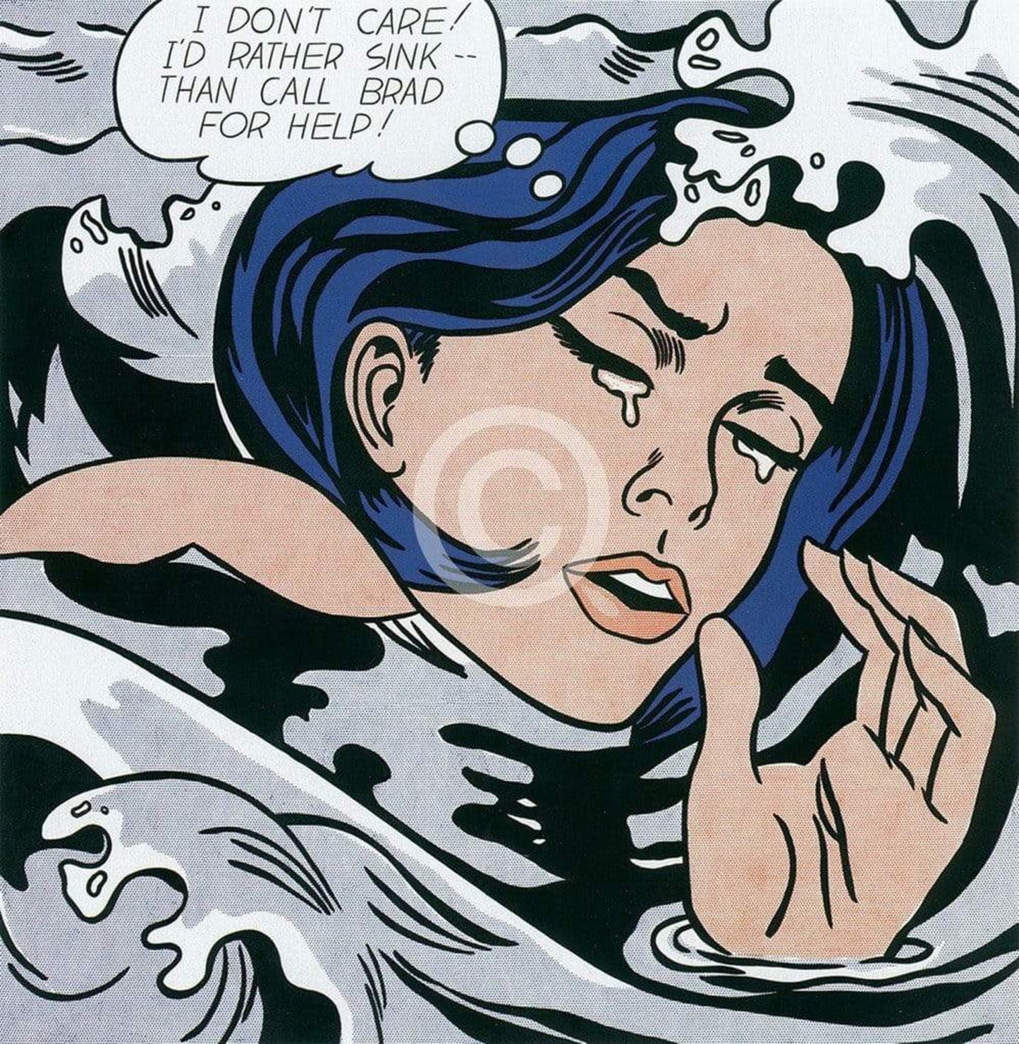 Kunstdruk Roy Lichtenstein - Drowning Girl small 28x35.5cm