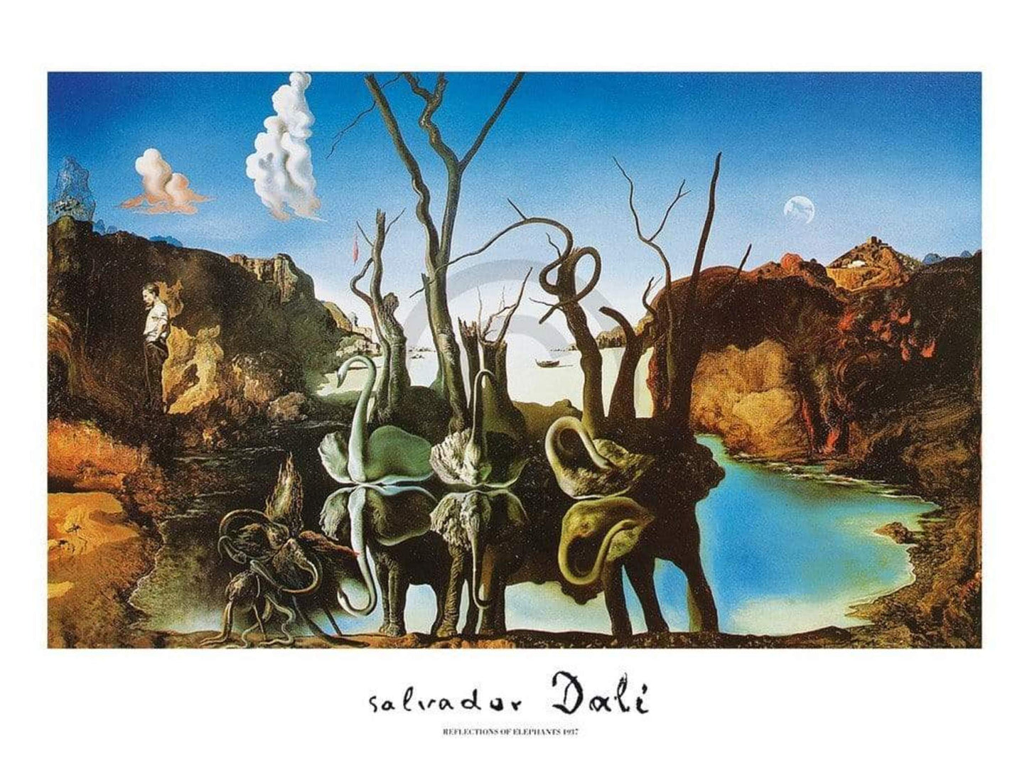 Kunstdruk Salvador Dali - Reflections of Elephants 80x60cm
