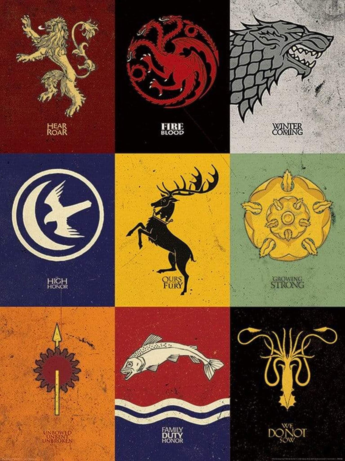 Kunstdruk Game of Thrones Sigils 60x80cm