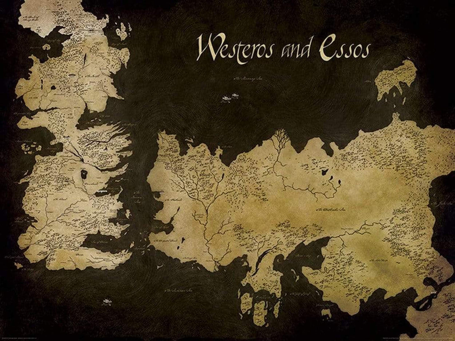 Kunstdruk Game of Thrones - Westeros and Essos Antique Map 80x60cm