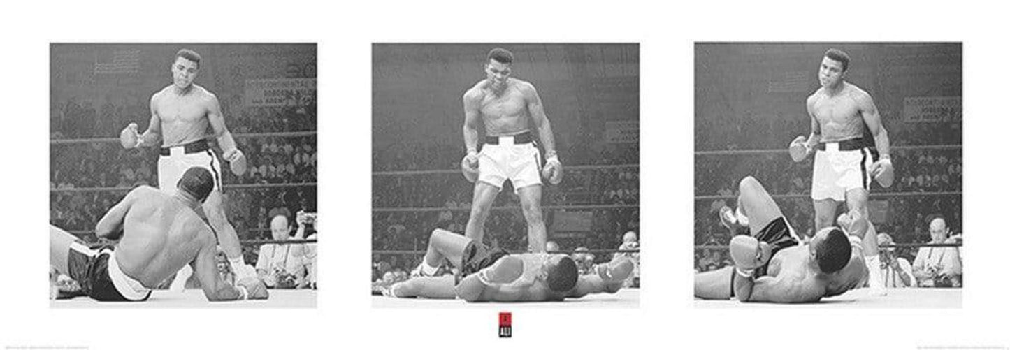 Kunstdruk Muhammad Ali - Liston Triptych 95x33cm
