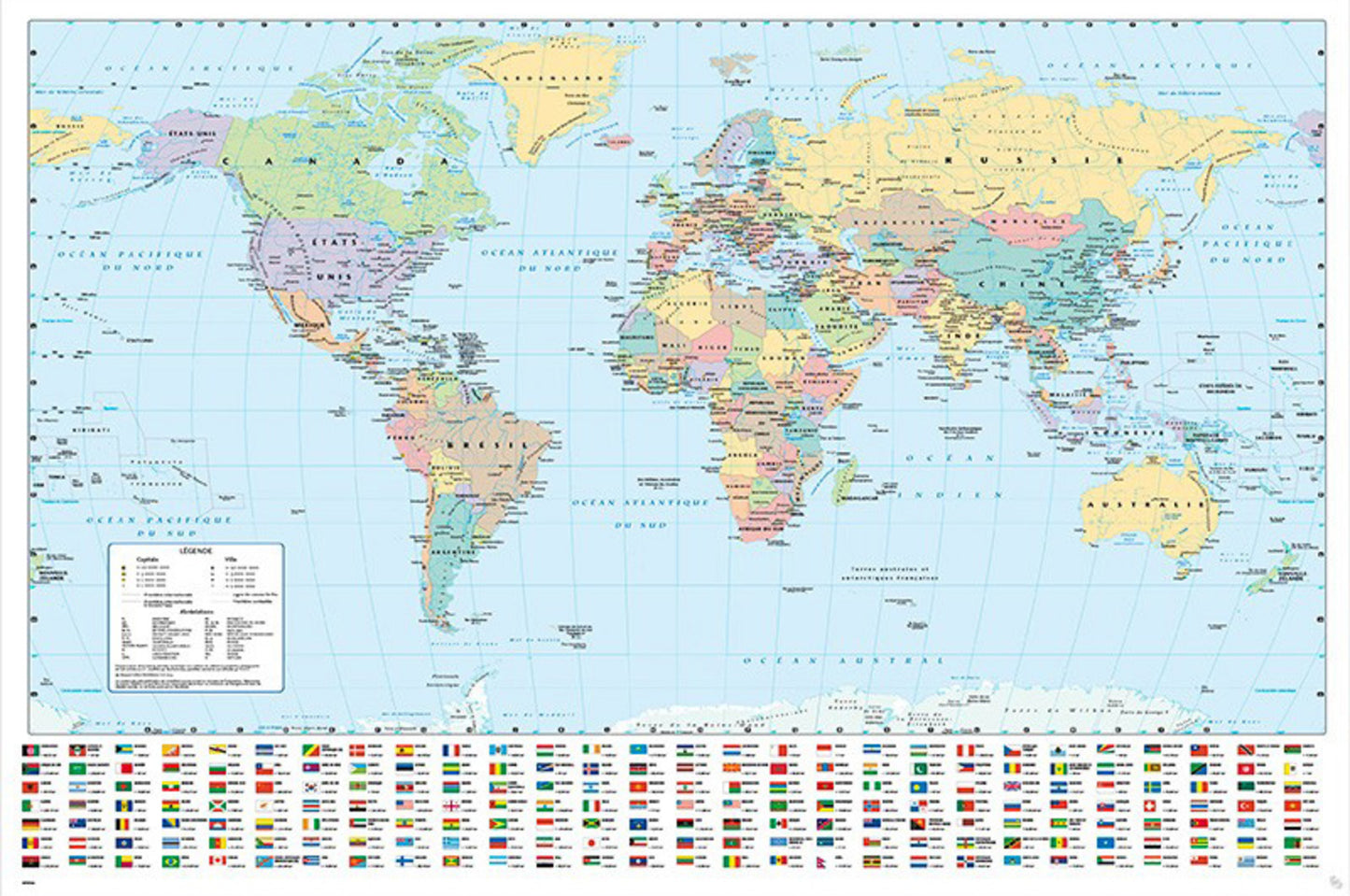 Poster Harper Collins - World Map 21 - Frans - 91,5x61cm