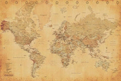 Poster Map World Vintage - Engels - 91,5x61cm