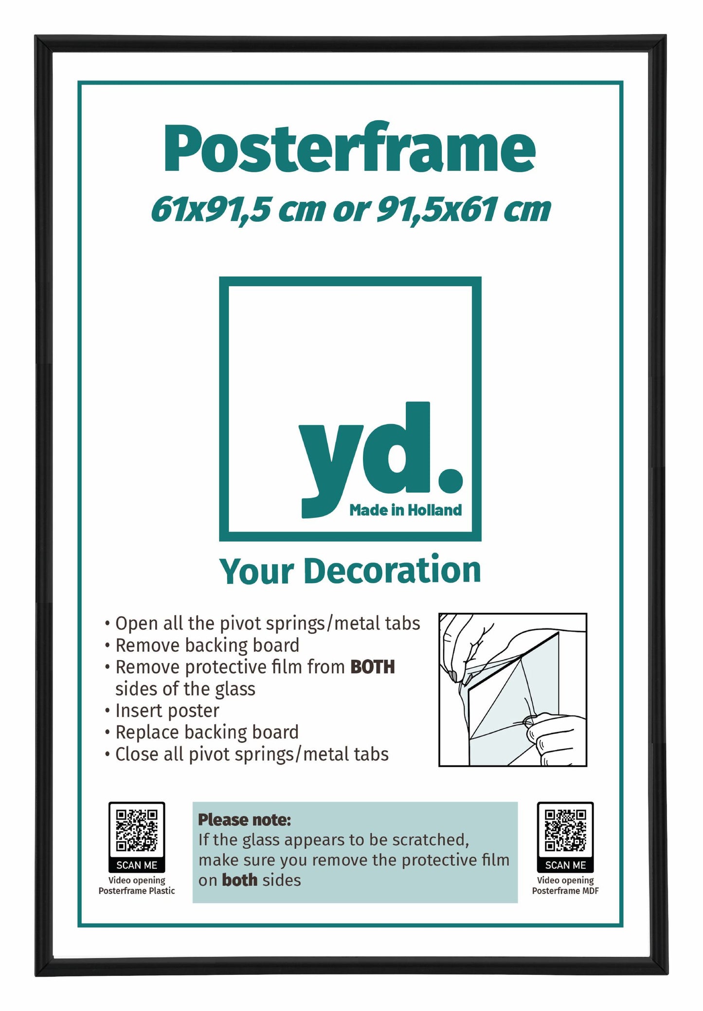 Posterkader 61x91,5cm Zwart Mat Kunststof Paris