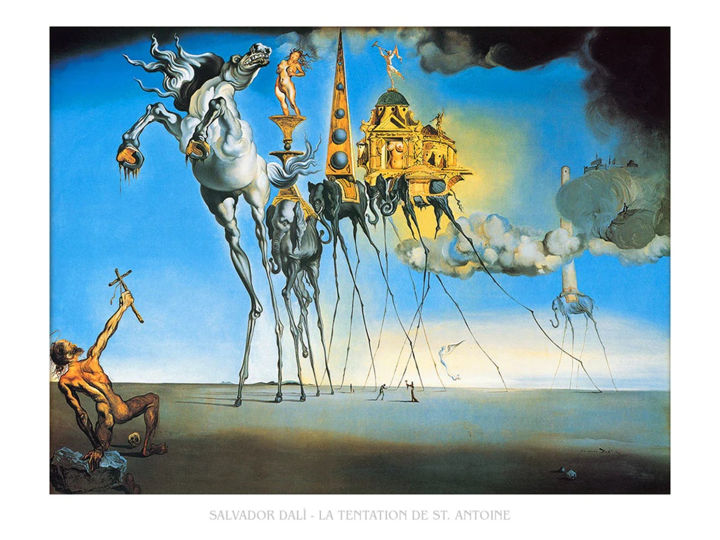 Kunstdruk Salvador Dali - La tentation de St. Antoine 80x60cm