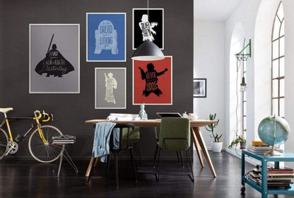 Kunstdruk Star Wars - Silhouette Quotes R2D2 50x70cm
