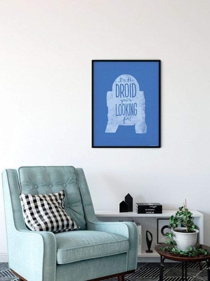 Kunstdruk Star Wars - Silhouette Quotes R2D2 50x70cm
