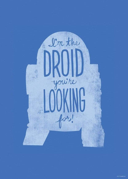 Kunstdruk Star Wars - Silhouette Quotes R2D2 50x70cm