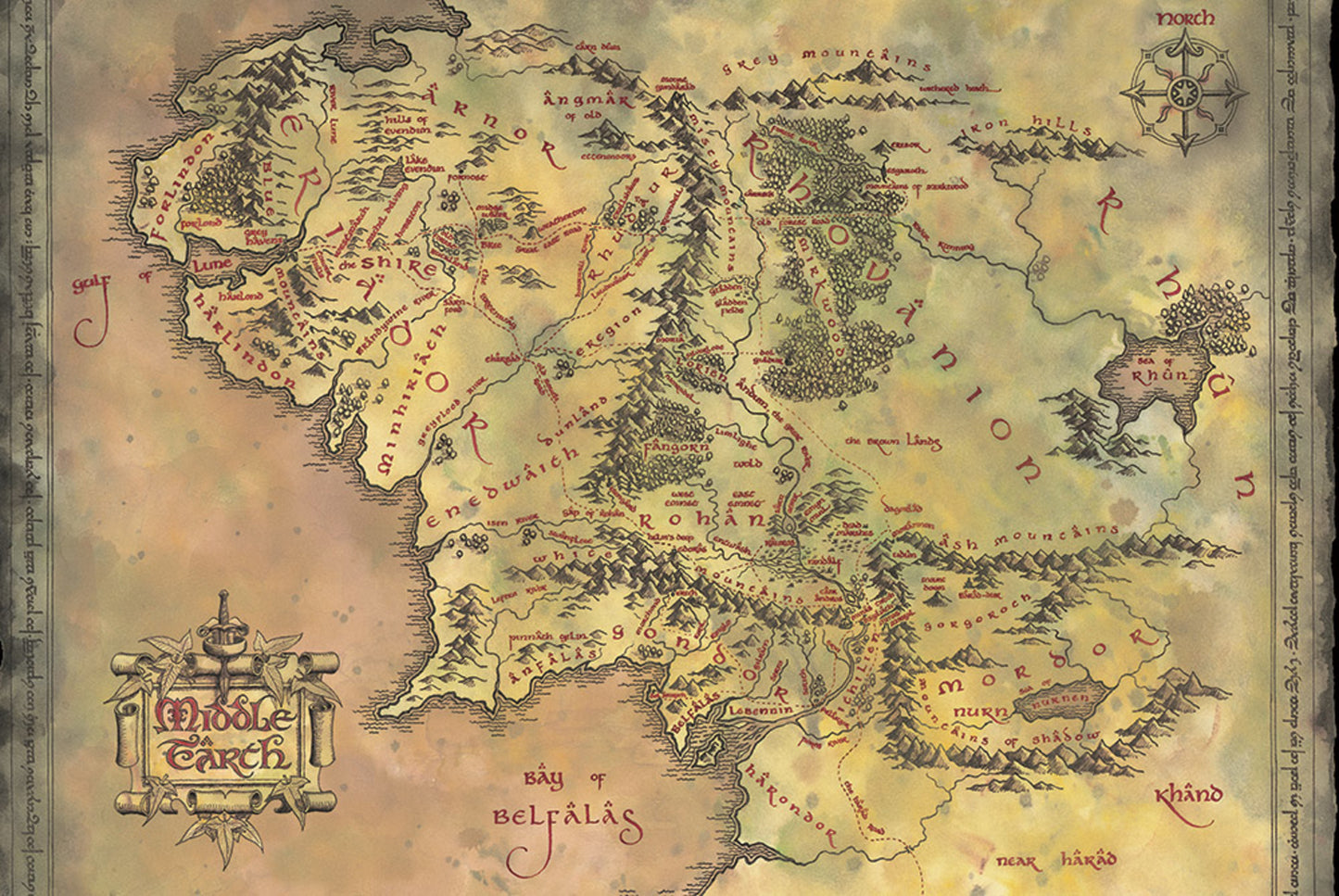 Poster The Lord of the Rings - Middle Earth Map 91,5x61cm
