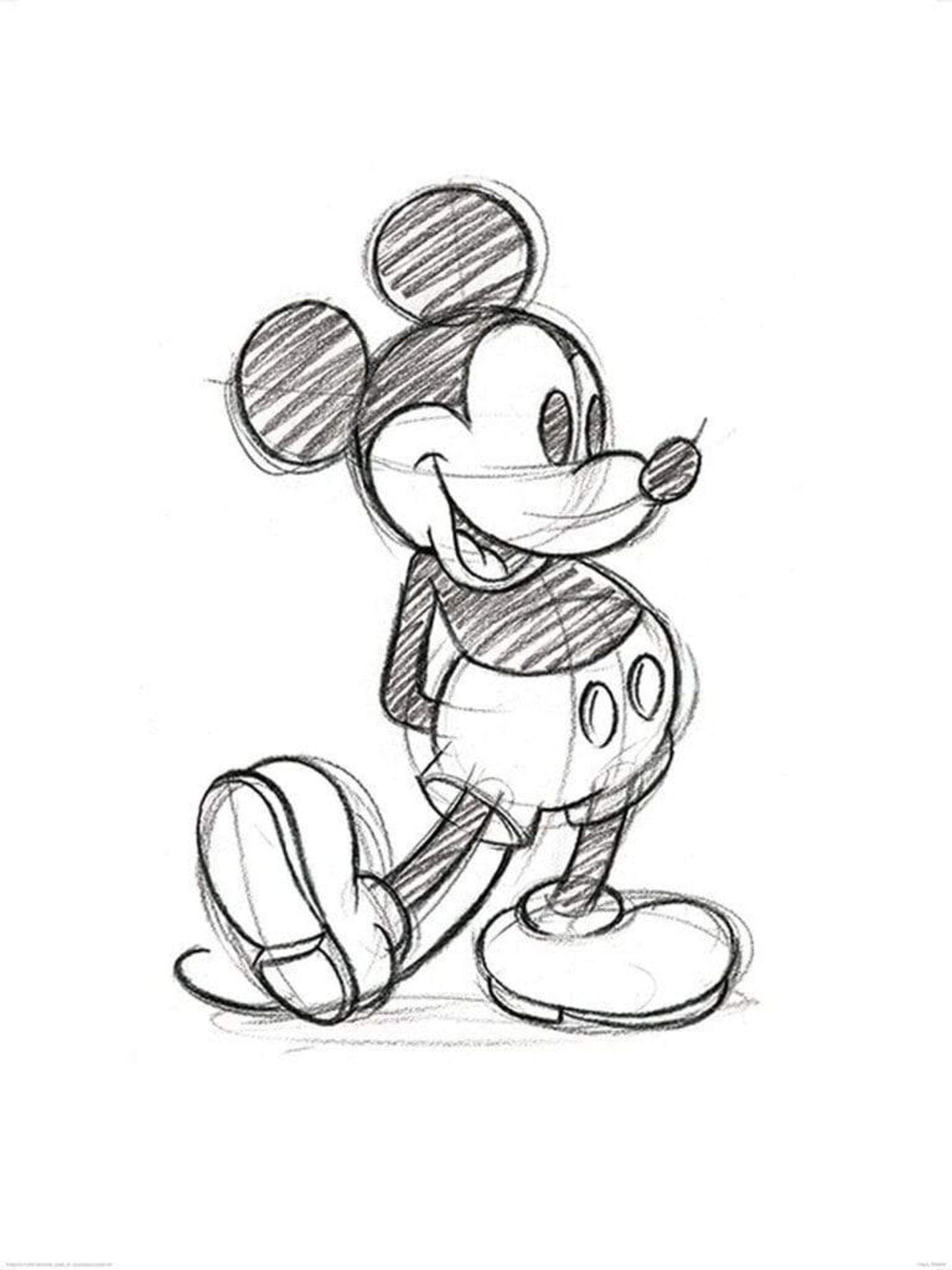 Kunstdruk Mickey Mouse - Sketched Single 60x80cm