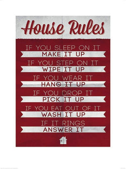 Kunstdruk House Rules 60x80cm